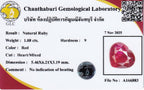 Laboratory report for GLC CERTIFIED 1.08ct Heart Natural Red Ruby - Unheated, Mozambique Gemstone