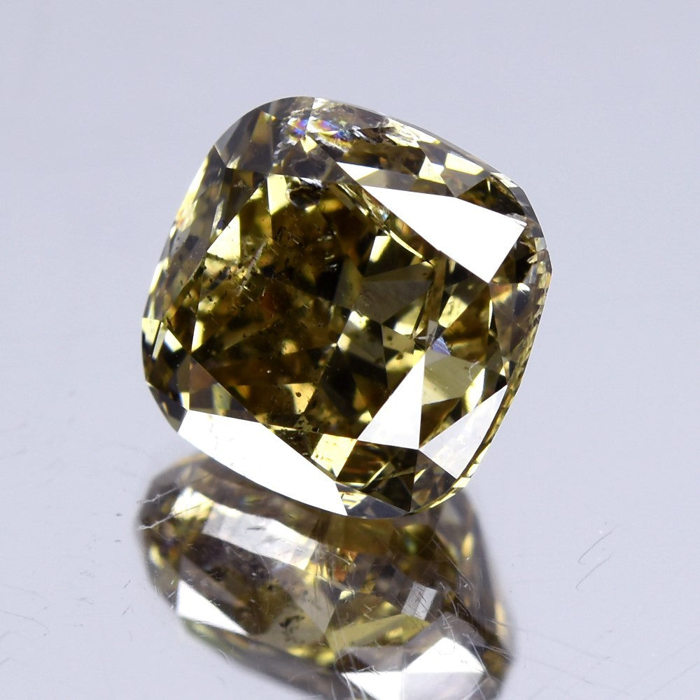 3.80ct Cushion Natural Untreated Fancy Yellow Champagne Diamond SI2