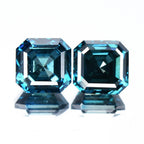 Pair 2pcs/2.08ct t.w Asscher Cut Natural Treated Fancy Deep Blue Diamond SI1
