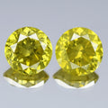 Pair 2pcs/1.74ct Round Brilliant Natural Treated Fancy Intense Yellow Diamond
