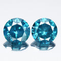 Pair 2pcs/2.01ct Round Brilliant Natural Treated Fancy Vivid Blue Diamond SI1