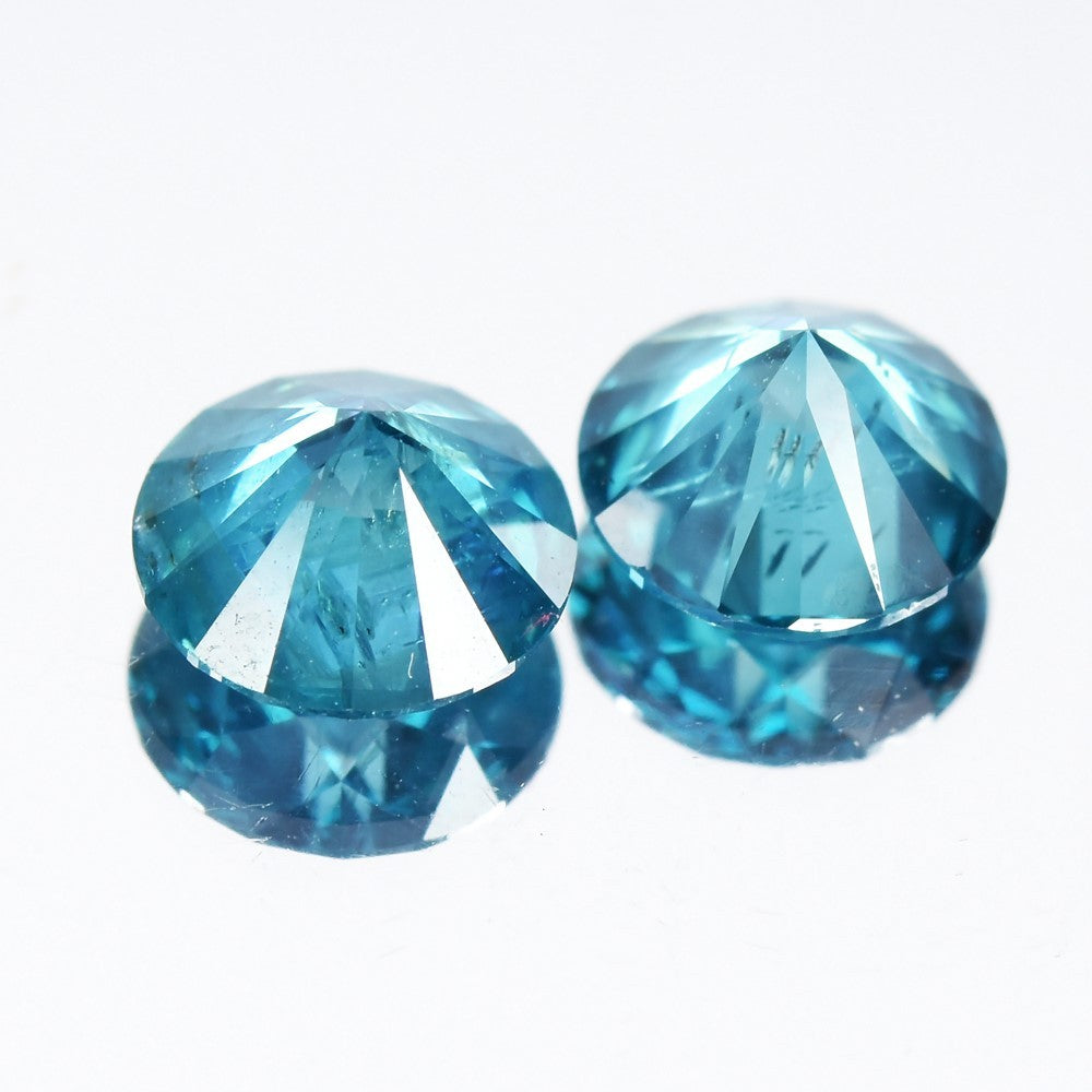 Pair 2pcs/2.01ct Round Brilliant Natural Treated Fancy Vivid Blue Diamond SI1 — view 3