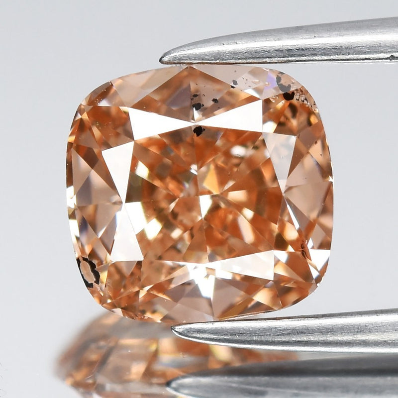 1.14ct Cushion Natural Treated Fancy Intense Orangy Pink Diamond VS2 Africa