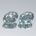 Pair 2pcs/1.16ct t.w Oval Natural Treated Fancy Intense Blue Diamond VVS2