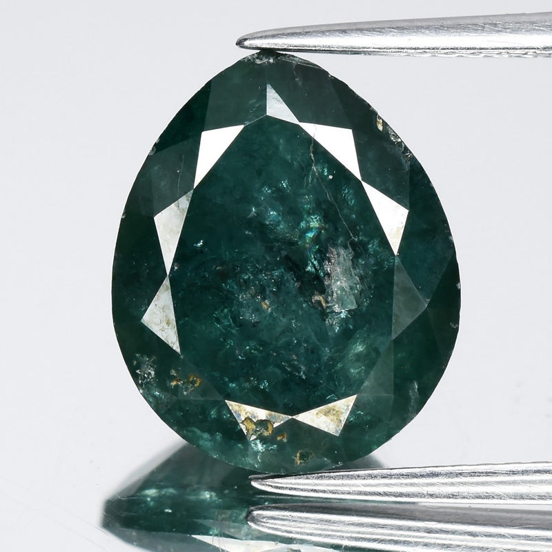 6.31ct 13.49x10.98mm Pear Natural Treated Fancy Greenish Blue Diamond I2