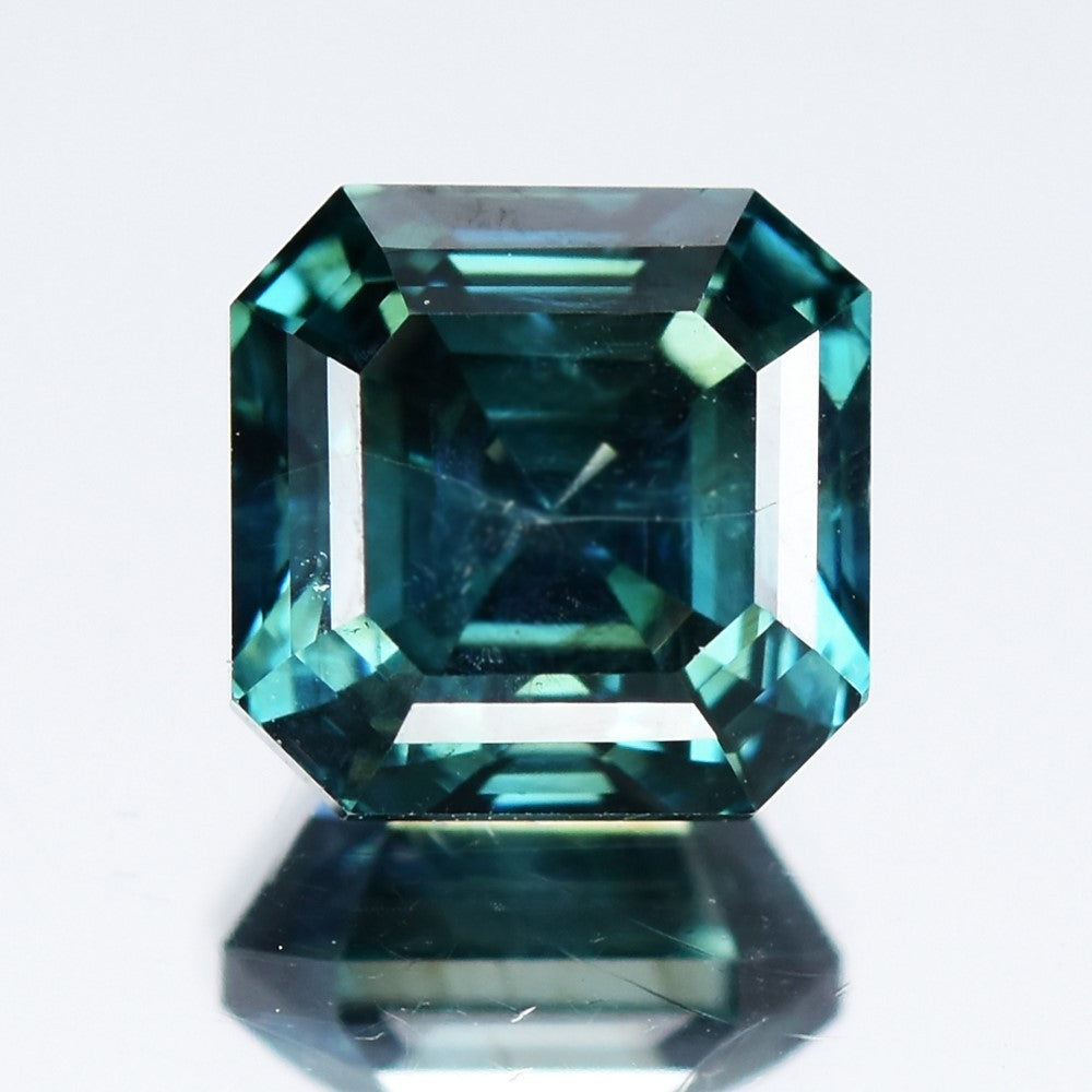 1.01ct 5.33x5.25mm Asscher Cut Natural Treated Fancy Greenish Blue Diamond SI2
