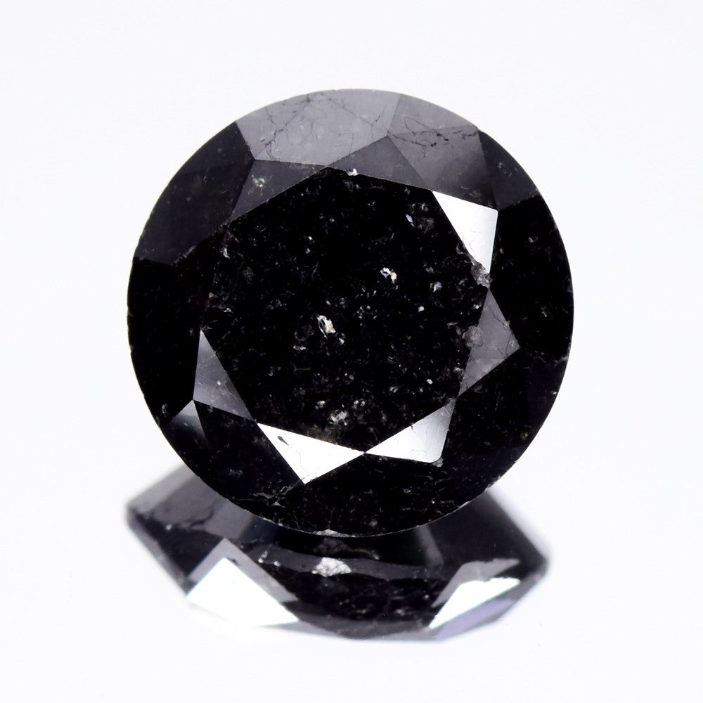 6.90ct Round Brilliant Natural Treated Fancy Jet Black Diamond Opaque (AAA) — view 1