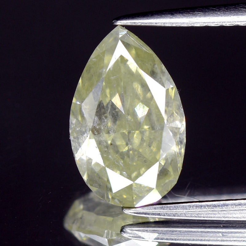 2.06ct Pear Natural Untreated Fancy Light Greenish Yellow Diamond SI2