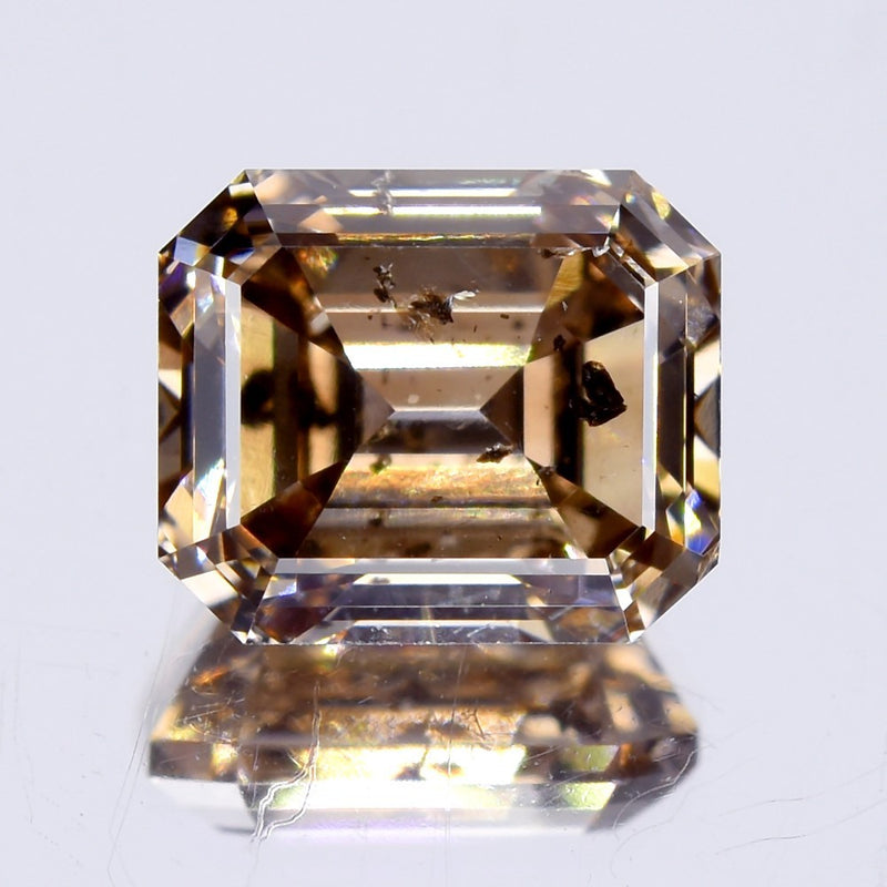 2.02ct Emerald Cut Natural Untreated Fancy Orangy Peachy Champagne Diamond SI2