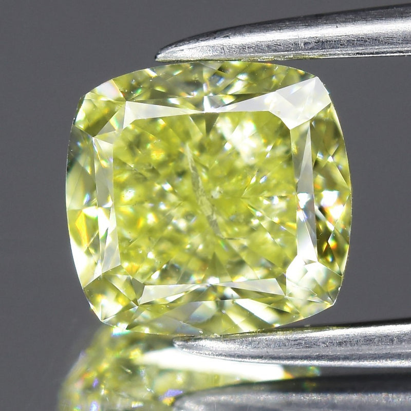 1.02ct 5.55x5.31mm Cushion Natural Untreated Fancy Yellow Diamond SI2