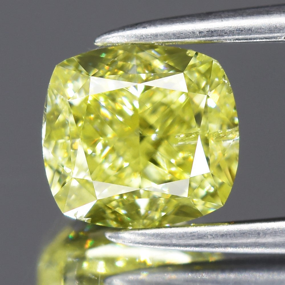 1.00ct 5.44x5.07mm Cushion Natural Untreated Fancy Yellow Diamond SI2