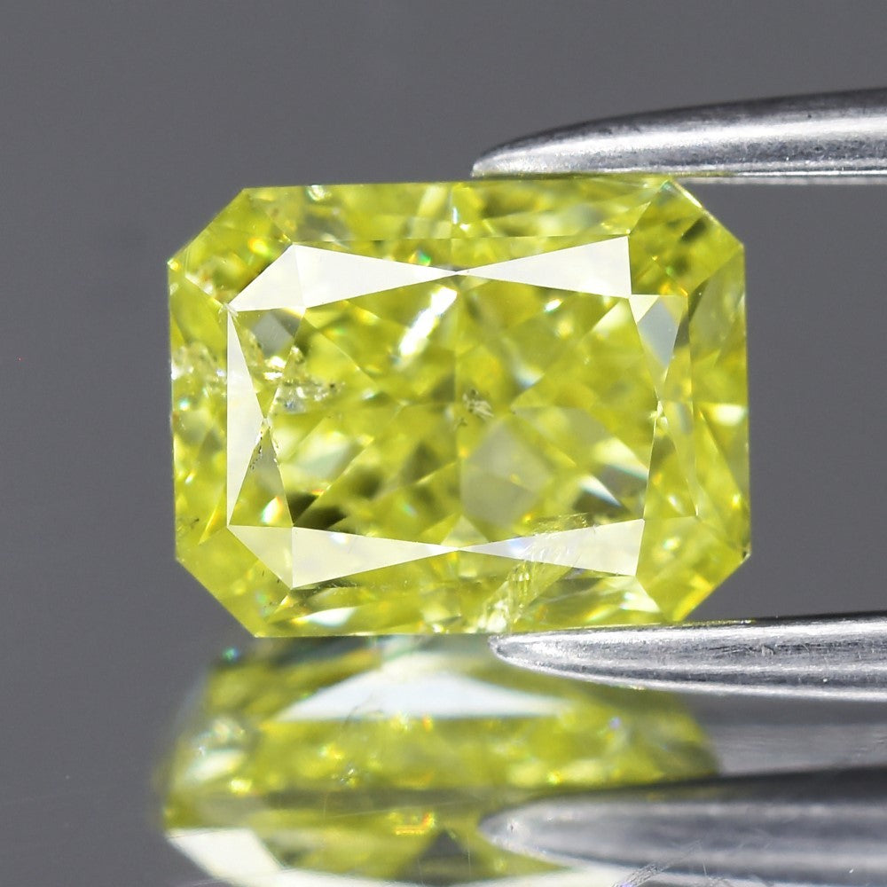 1.00ct 6.05x4.74mm Radiant Cut Natural Untreated Fancy Intense Yellow Diamond