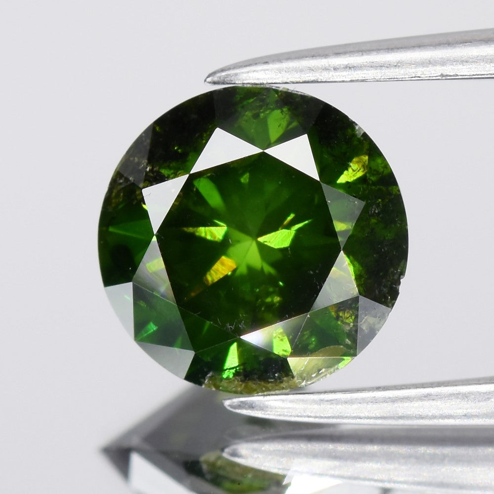 1.26ct 6.94mm Round Brilliant Natural Treated Fancy Vivid Green Diamond SI1
