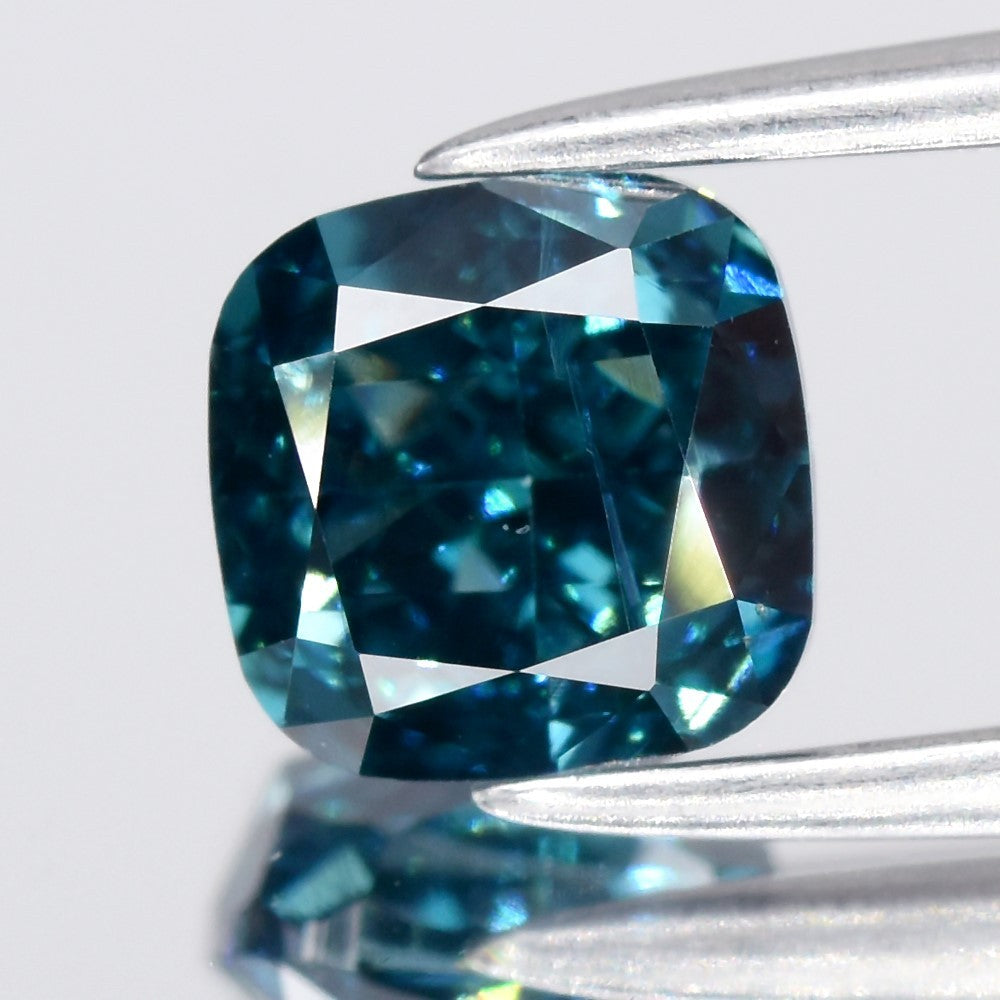 1.01ct 5.35x5.35mm Cushion Natural Treated Fancy Deep Blue Diamond SI1 Africa