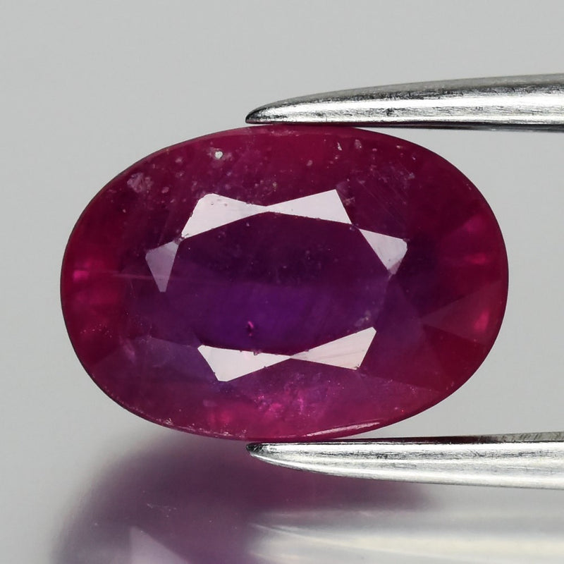 2.47ct 8.5x6mm Oval Natural Purplish Red Ruby - Unheated, Tanzania Gemstone