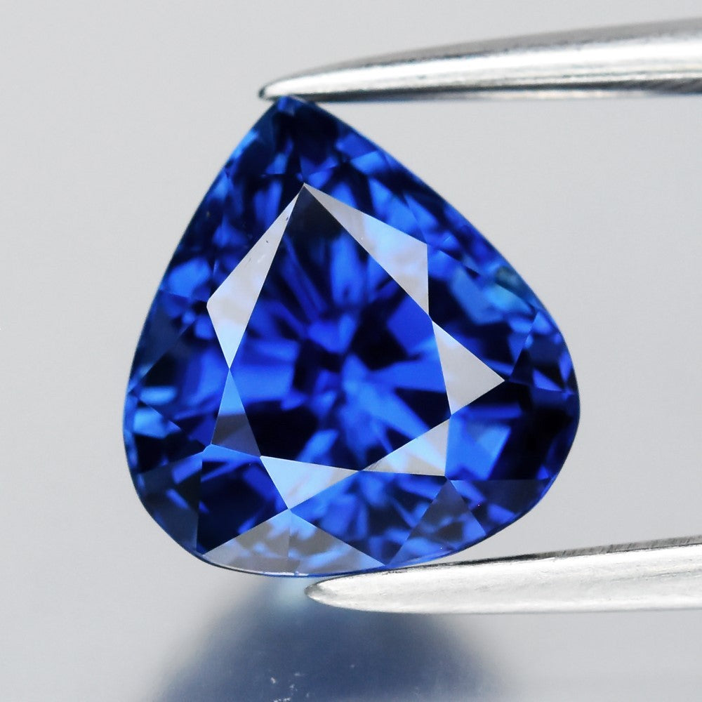 2.31ct 8x7.3mm IF Pear Natural Blue Sapphire - Heated, Flawless Ceylon Gem