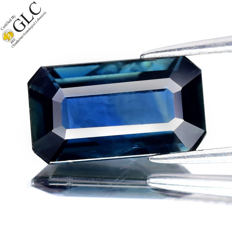 GLC CERTIFIED 4.01ct Natural Greenish Blue Sapphire - Heated, Thailand Gem