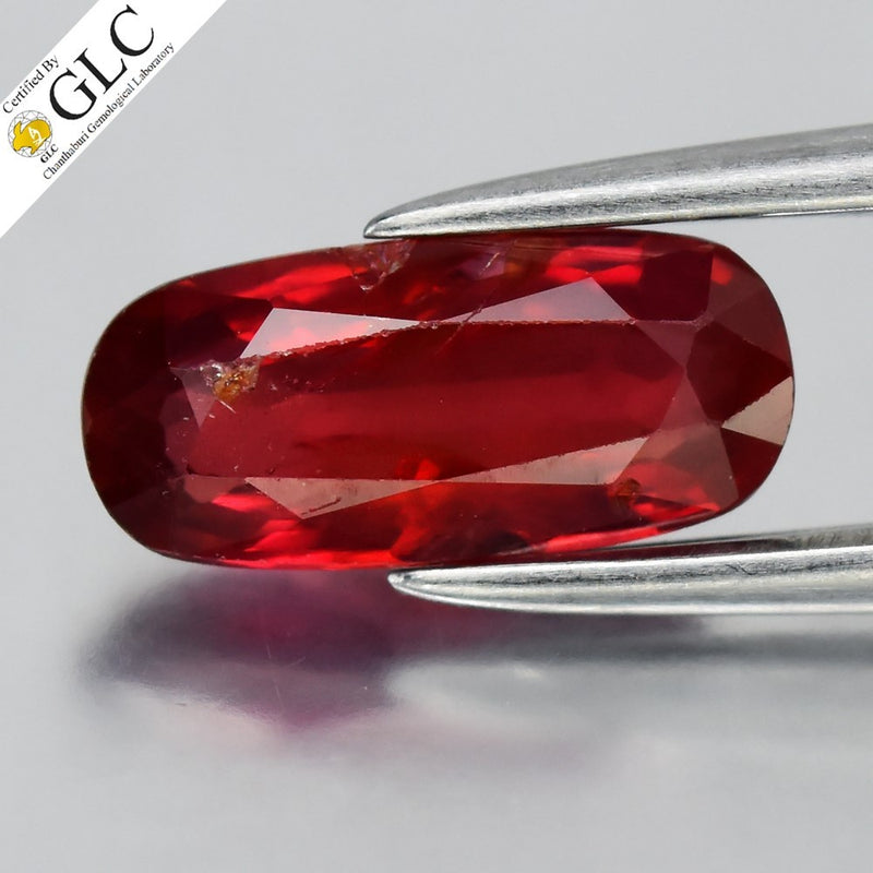 GLC Certified 1.01ct Oval Natural Red Ruby - Unheated, Mozambique Gemstone