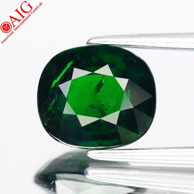 AIG Certified 2.28ct Cushion Natural Vivid Green Tsavorite Garnet - Africa