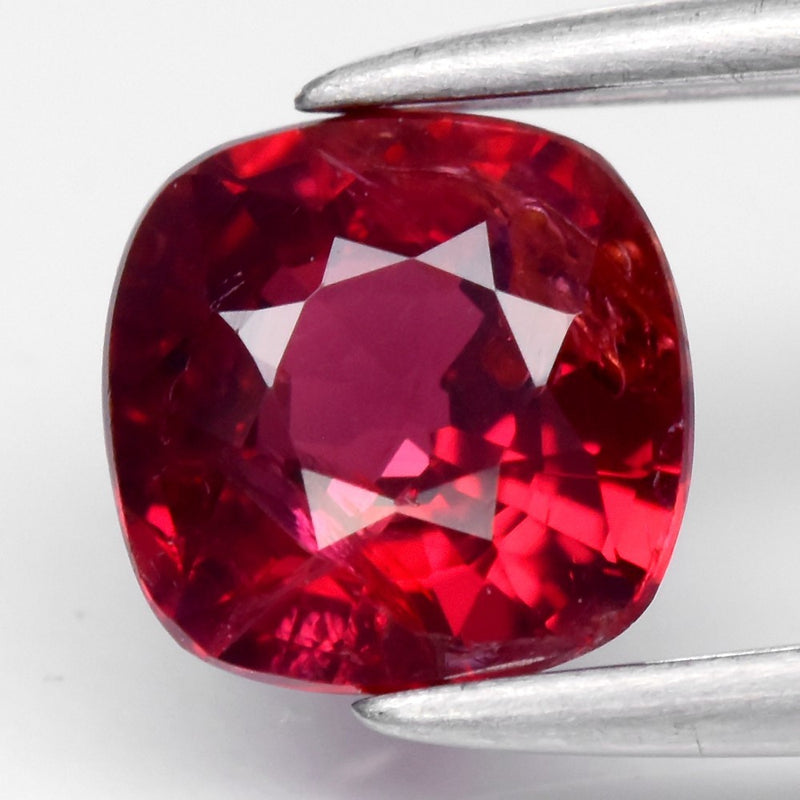 0.72ct 5.2x5mm Cushion Natural Purplish Red Ruby - Unheated, Madagascar Gem