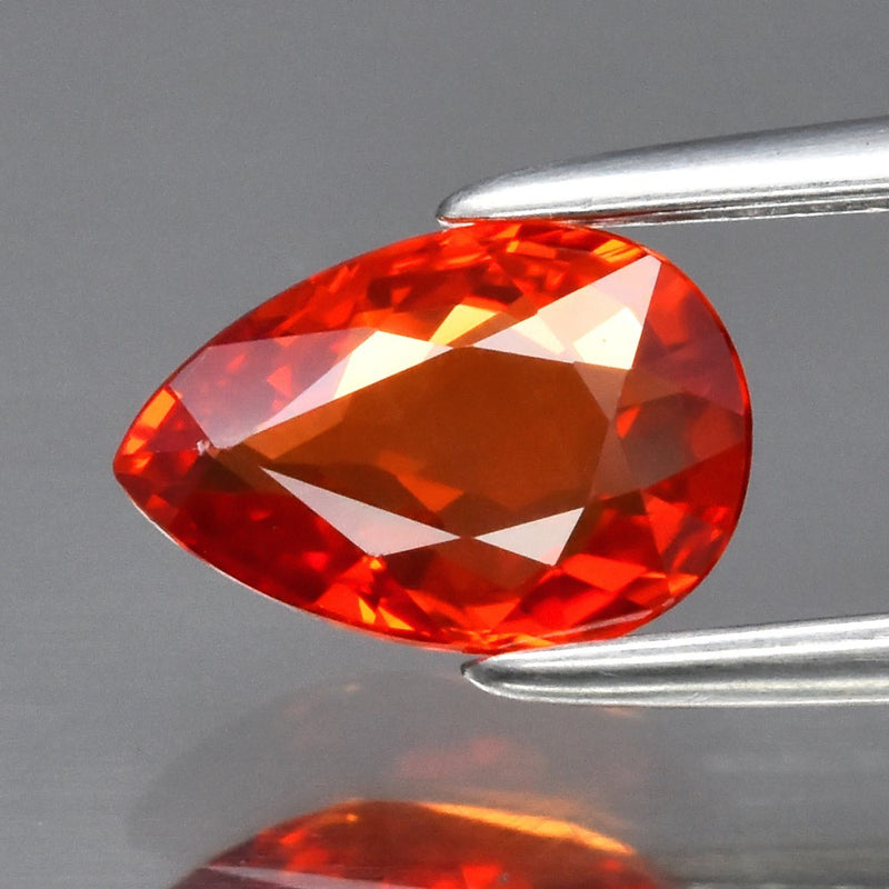 0.84ct 7.2x5mm VS Pear Orange Sapphire - Twinkling, Mozambique Gemstone