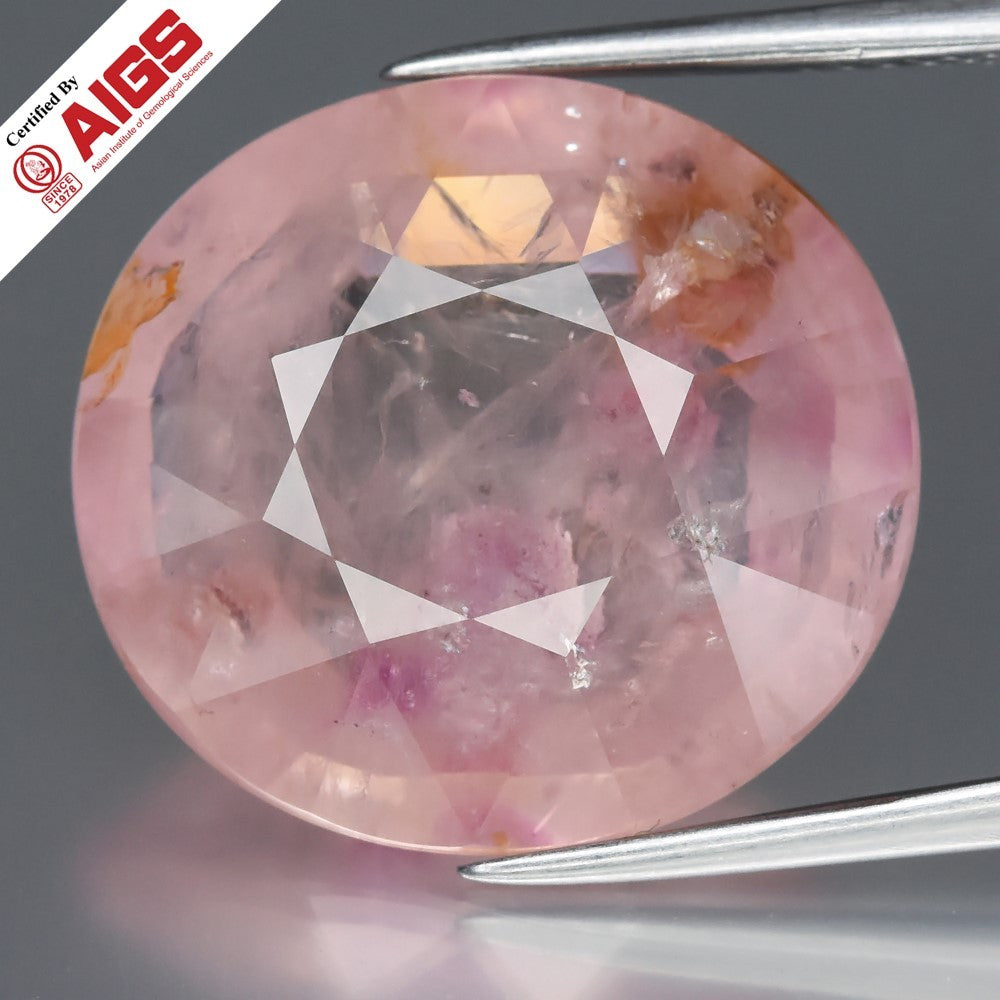 AIGS Certified Unheated 20.32ct Oval Natural Orangy Pink Sapphire Sri-Lanka