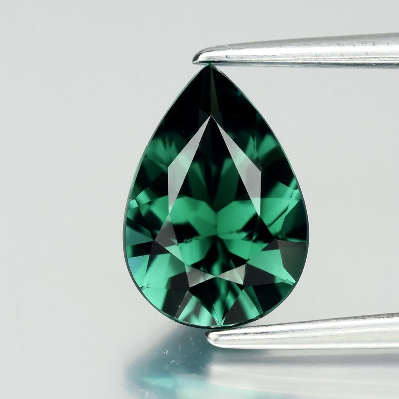 1.64ct 9.7x6.7mm VVS Pear Natural Green Tourmaline - Unheated, Tanzania Gem