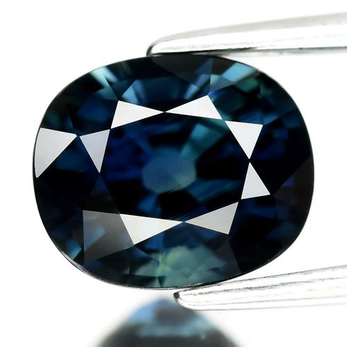 2.66ct 8.5x7mm VS Cushion Natural Green Blue Sapphire - Heated, Madagascar